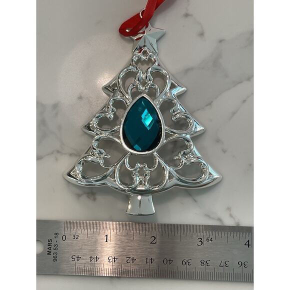 Lenox Silverplate Bejeweled Christmas Tree Ornament Keepsake NIB 856360 - Picture 2 of 5